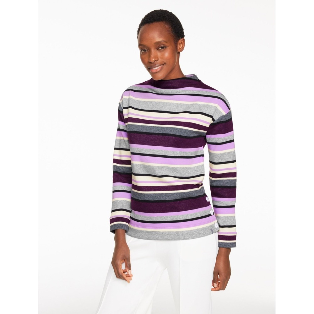 T‎ By Talbots Classic French Terry Mockneck Pullover Classic Casual Preppy Large